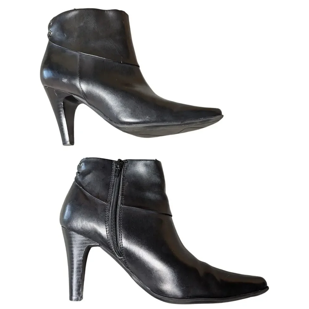 Croft&Barrow Taylor Ankle Boots WOMENS 7.5M black faux leather pointy toe witchy
